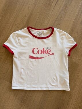 Abercrombie & Fitch White Baby Tee with Diet Coke Graphic